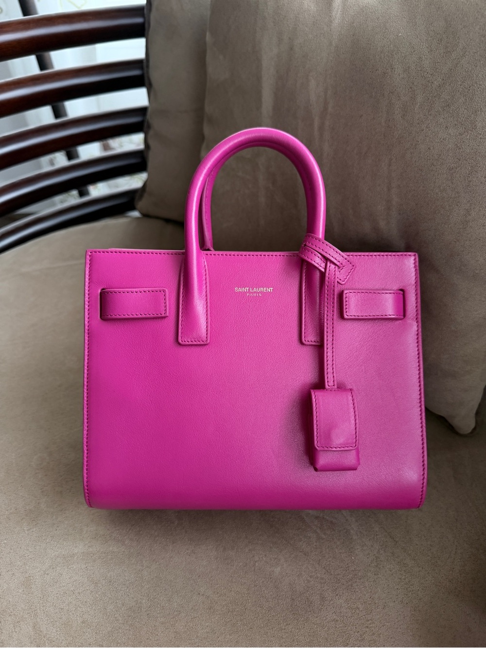 Saint Laurent Pink Sac De Jour Nano Leather Tote